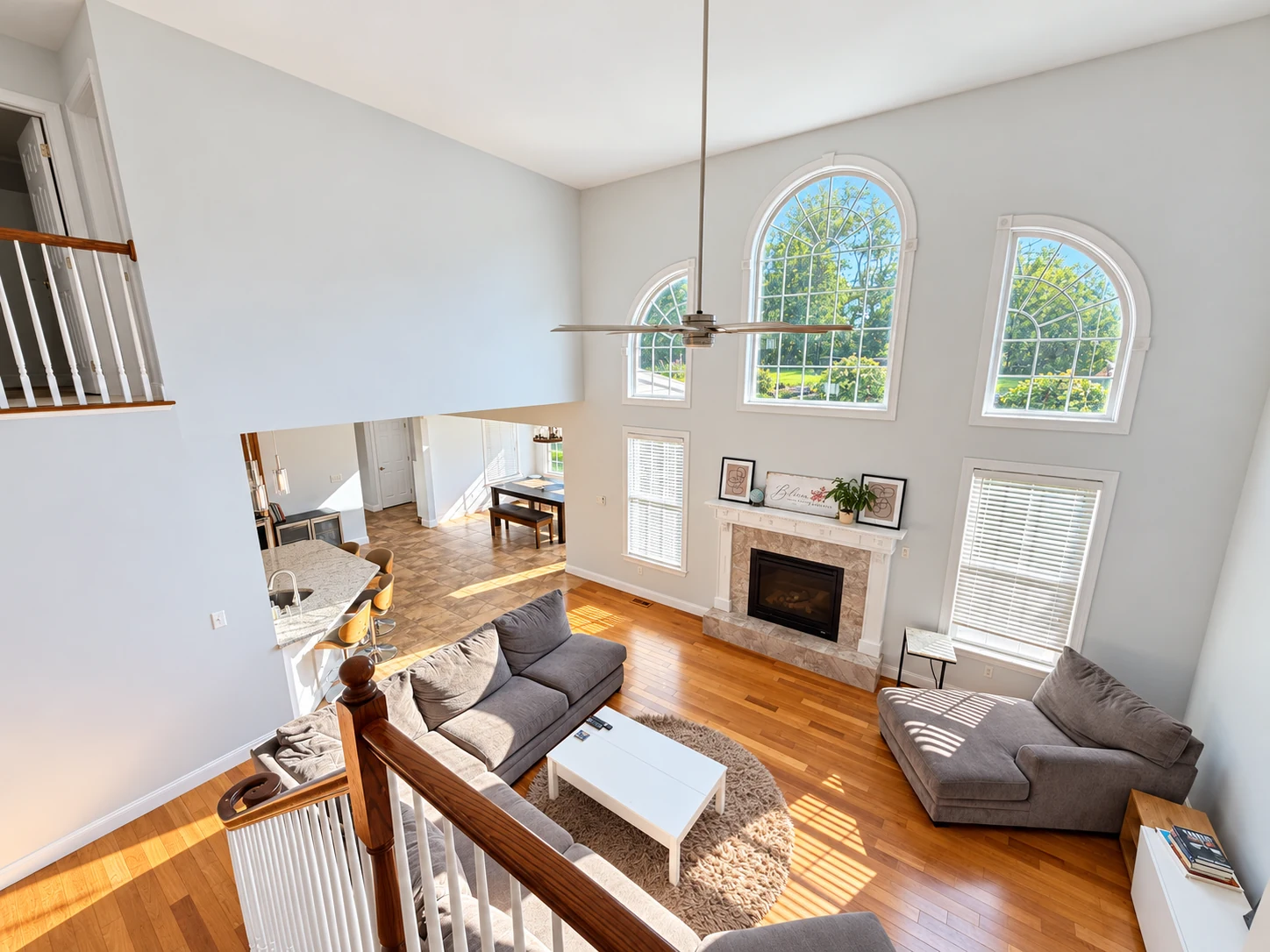 Bright double-height Augusta Lane living room